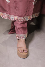 Zahra Wine Embroidered Kurta Set with Dupatta