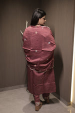 Zahra Wine Embroidered Kurta Set with Dupatta