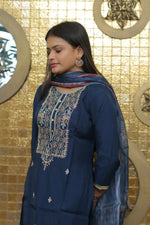Diya Blue Yoke Design Kurta Set With Dupatta