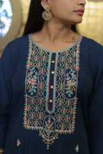 Diya Blue Yoke Design Kurta Set With Dupatta