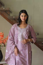 Iqra Lilac Embroidered Kurta Set With Dupatta