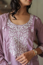 Iqra Lilac Embroidered Kurta Set With Dupatta