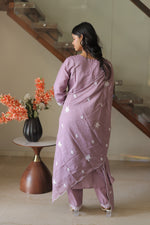 Iqra Lilac Embroidered Kurta Set With Dupatta
