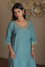 Aurelia Teal Embroidered Kurta Set With Dupatta