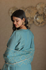 Aurelia Teal Embroidered Kurta Set With Dupatta