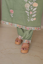 Zahra Olive Embroidered Kurta Set With Dupatta