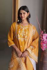 Meera Yellow Embellished Flower Kurta Set with Dupatta