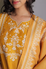 Meera Yellow Embellished Flower Kurta Set with Dupatta