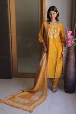 Meera Yellow Embellished Flower Kurta Set with Dupatta