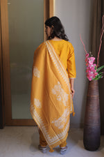 Meera Yellow Embellished Flower Kurta Set with Dupatta