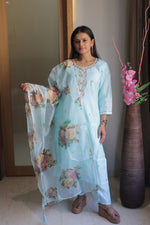 Neha Blue Embroidered Kurta Set with Dupatta