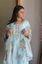 Neha Blue Embroidered Kurta Set with Dupatta