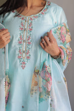 Neha Blue Embroidered Kurta Set with Dupatta