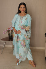 Neha Blue Embroidered Kurta Set with Dupatta