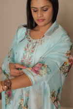 Neha Blue Embroidered Kurta Set with Dupatta