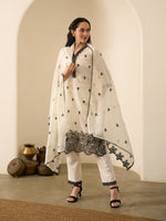 Safiya White Organza Embroidered Kurta Set with Dupatta