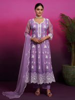 Amara Lavender Chiffon Anarkali Set with Dupatta