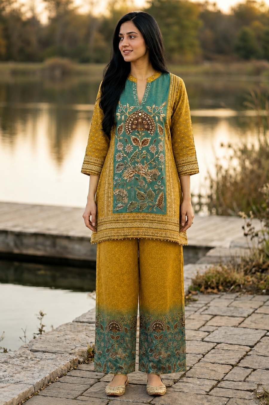 Chaarvi Yellow Printed Co-ord Set