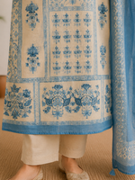 Mahira Sky Blue Cotton Kurta Set With Dupatta