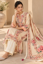 Eshika Floral Muslin Handwork Kurta Set with Dupatta