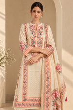 Eshika Floral Muslin Handwork Kurta Set with Dupatta