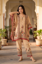 Myra Cream Muslin Handwork Co-ord Set