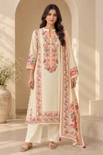 Eshika Floral Muslin Handwork Kurta Set with Dupatta