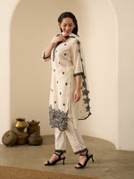 Safiya White Organza Embroidered Kurta Set with Dupatta