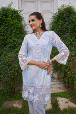 Kiara Powder Blue Schiffli Co-ord Set