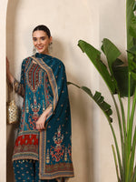 Serene Teal Crepe Kurta Set With Dupatta
