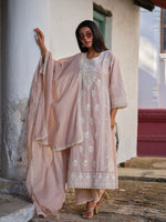 Saira Pink Lucknowi Embroidered Kurta Set With Dupatta