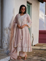 Saira Pink Lucknowi Embroidered Kurta Set With Dupatta