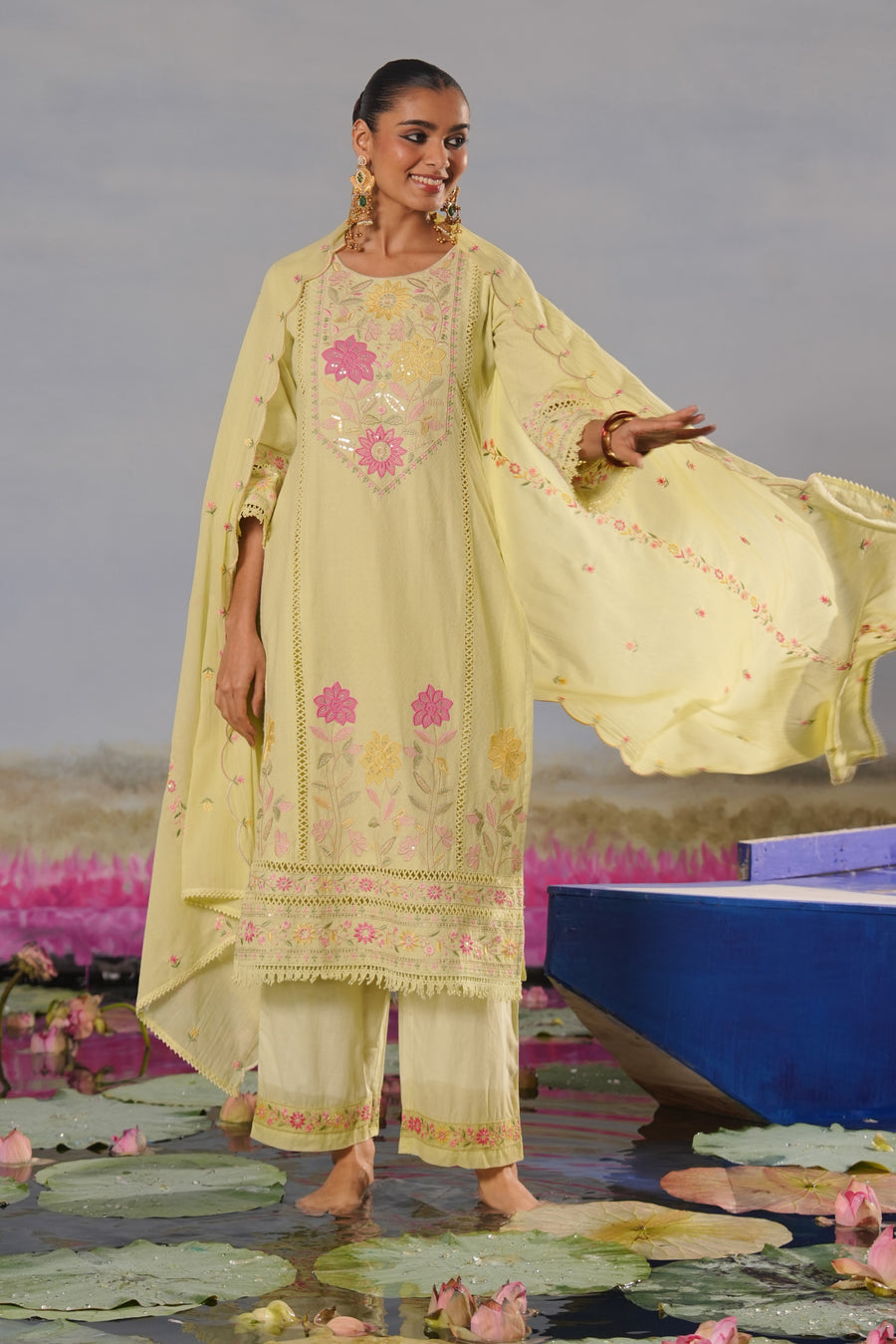 Ruhi Pistachio Green Kurta Set with Dupatta