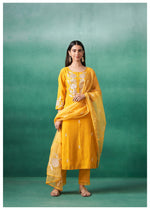 Sunflower Yellow Silk Blend Kurta Set with Dupatta
