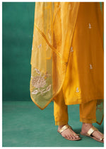 Sunflower Yellow Silk Blend Kurta Set with Dupatta