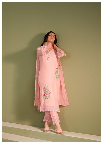 Rosella Embroidered Silk Blend Kurta Set with Dupatta