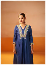 Blue Mirror Embroidered Silk Blend Kurta Set with Dupatta