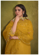 Daffodils Yellow Embroidered Silk Blend Kurta Set with Dupatta