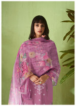 Purple Floral Work Kurta Set With Duppata