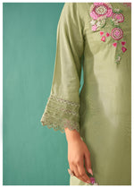 Baag E Noor Green Embroidered Silk Blend Kurta Set With Dupatta