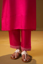 Pink Embroidered Silk Blend Kurta Set with Dupatta
