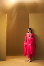 Pink Yoke Design Silk Blend Kurta Set With Dupatta