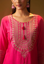 Pink Yoke Design Silk Blend Kurta Set With Dupatta