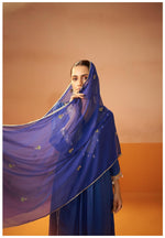 Blue Mirror Embroidered Silk Blend Kurta Set with Dupatta