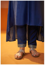 Blue Mirror Embroidered Silk Blend Kurta Set with Dupatta