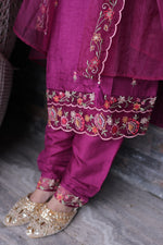 Jenab Purple Silk Blend Kurta Set with Dupatta