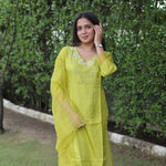 Mogra Green Silk Blend Kurta Set with Dupatta