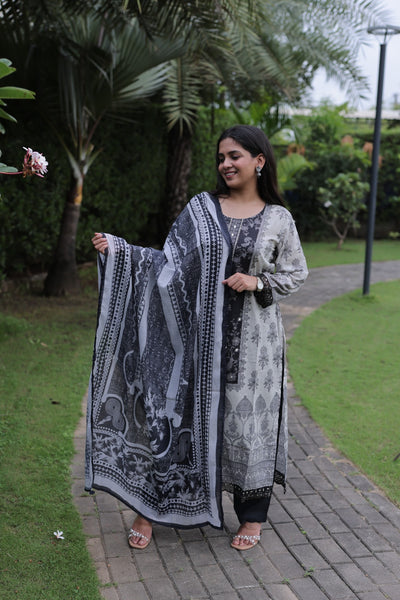 Chandni Embroidered Silk Blend Kurta Set With Dupatta