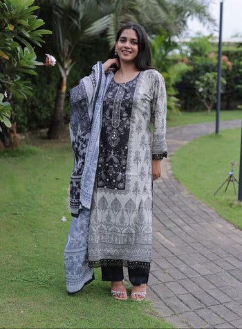 Chandni Embroidered Kurta Set With Dupatta