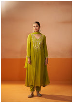 Izza Olive Green Embroidered Kurta Set with Dupatta